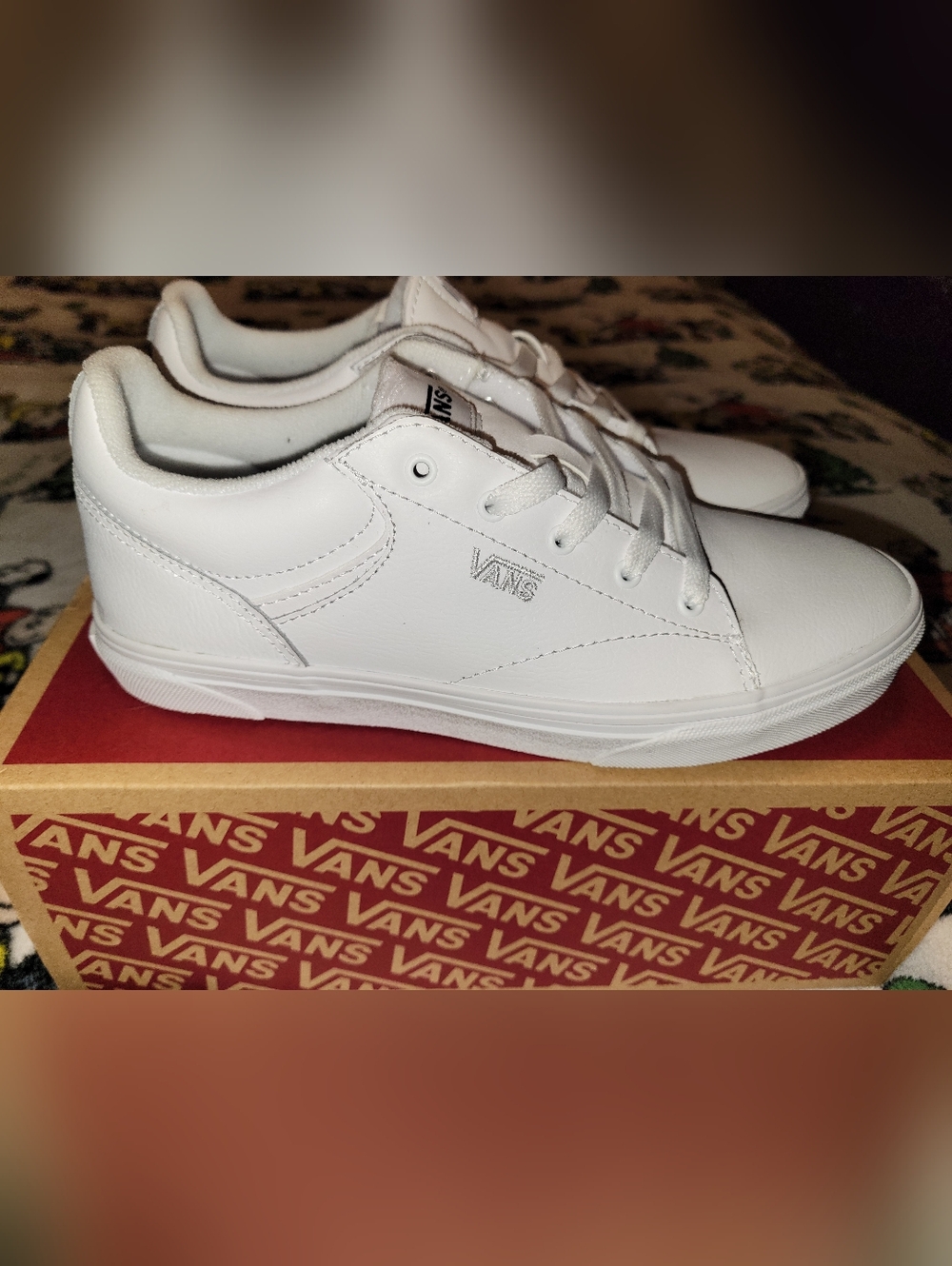 Vans White Leather Low-Top Sneakers